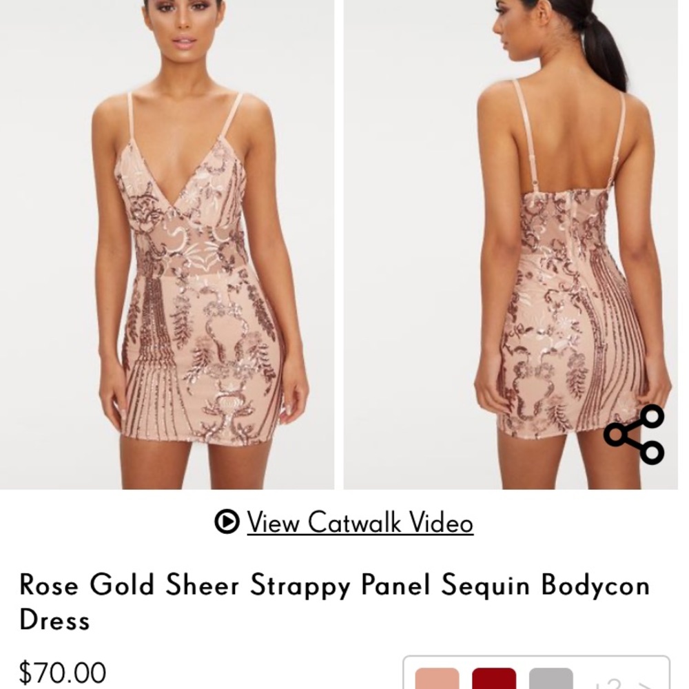 Pretty Little Thing rose gold sequin dress